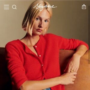 Women's Red Button-Up Sweater